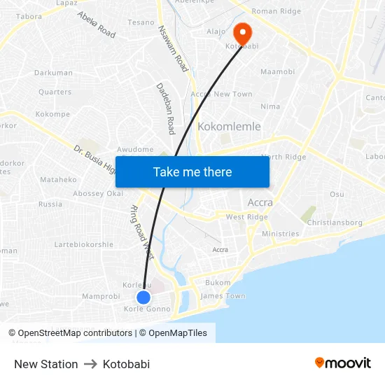 New Station to Kotobabi map