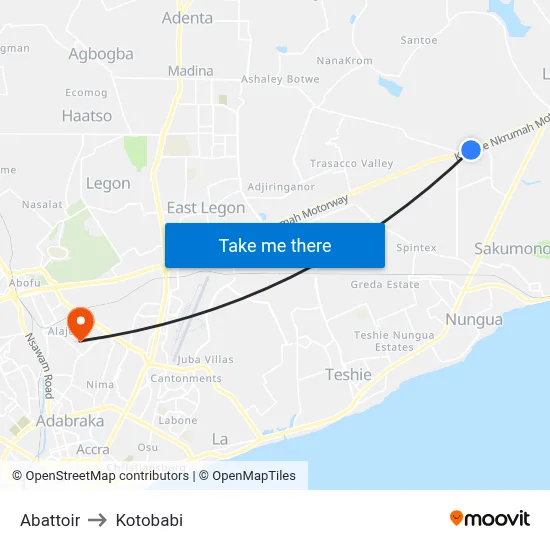 Abattoir to Kotobabi map