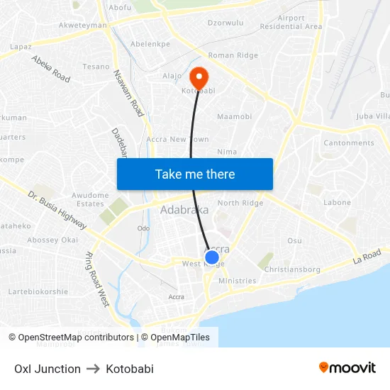 Oxl Junction to Kotobabi map