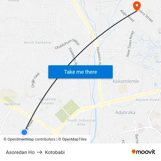 Asoredan Ho to Kotobabi map