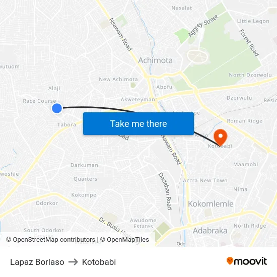 Lapaz Borlaso to Kotobabi map