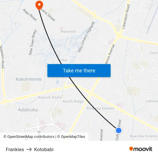 Frankies to Kotobabi map