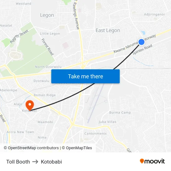Toll Booth to Kotobabi map