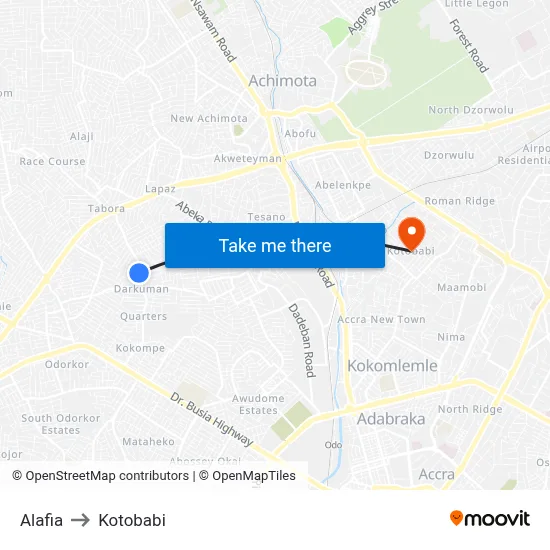 Alafia to Kotobabi map