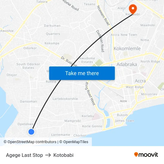 Agege Last Stop to Kotobabi map