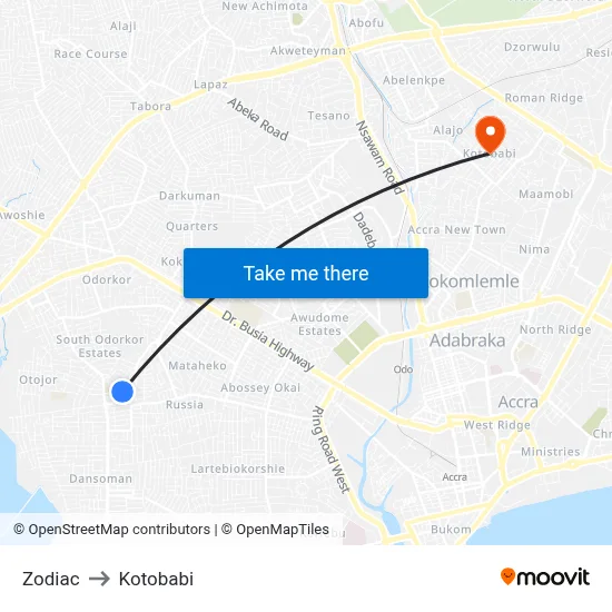 Zodiac to Kotobabi map
