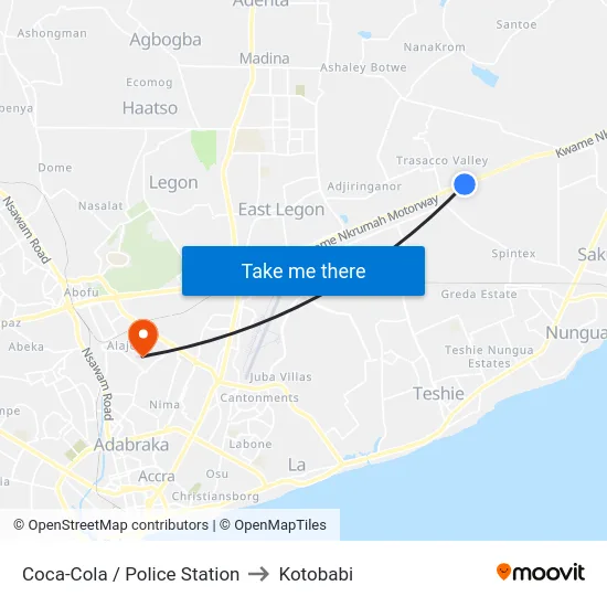 Coca-Cola / Police Station to Kotobabi map
