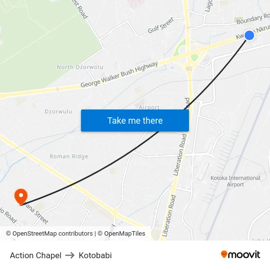 Action Chapel to Kotobabi map