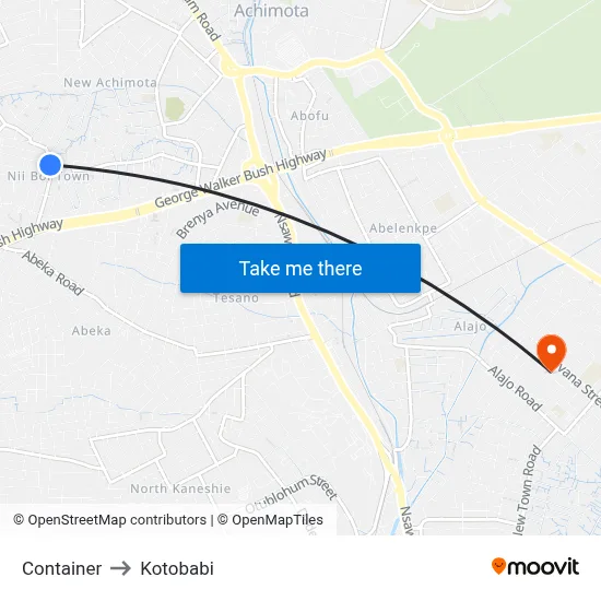 Container to Kotobabi map