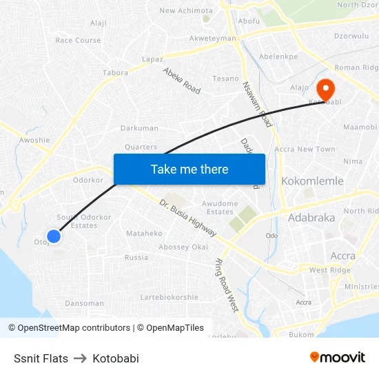 Ssnit Flats to Kotobabi map