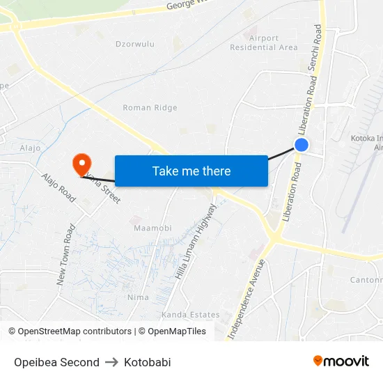 Opeibea Second to Kotobabi map