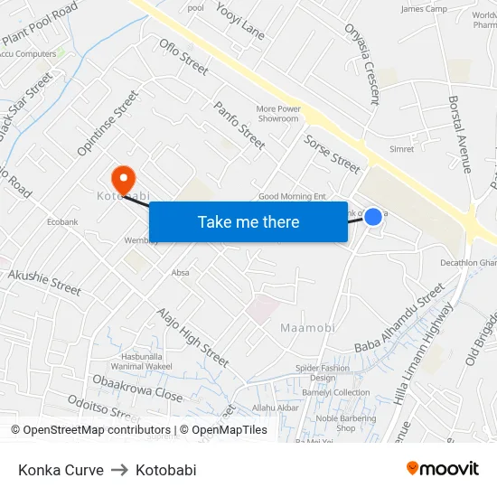 Konka Curve to Kotobabi map