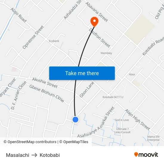 Masalachi to Kotobabi map