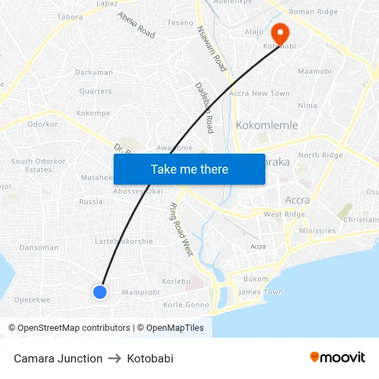 Camara Junction to Kotobabi map