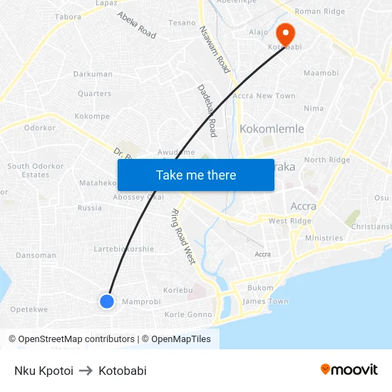 Nku Kpotoi to Kotobabi map