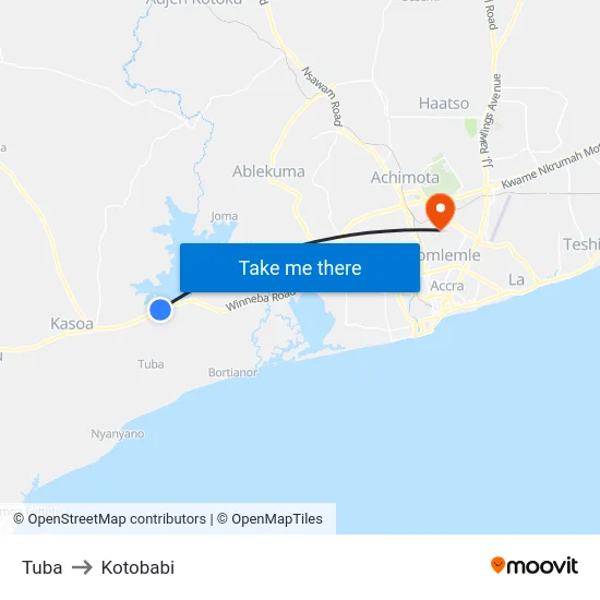 Tuba to Kotobabi map