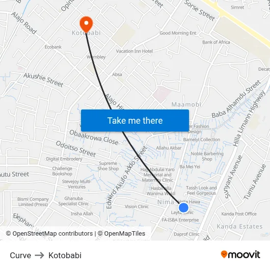 Curve to Kotobabi map