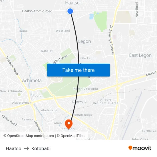 Haatso to Kotobabi map