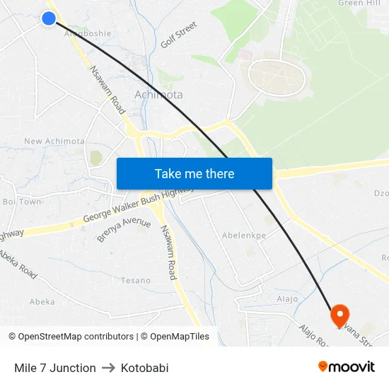 Mile 7 Junction to Kotobabi map