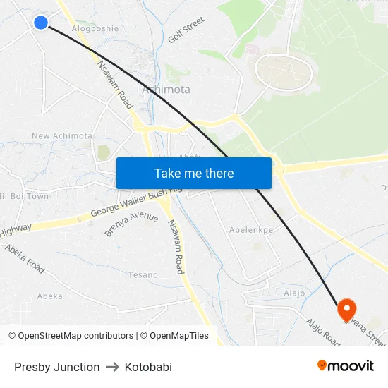 Presby Junction to Kotobabi map