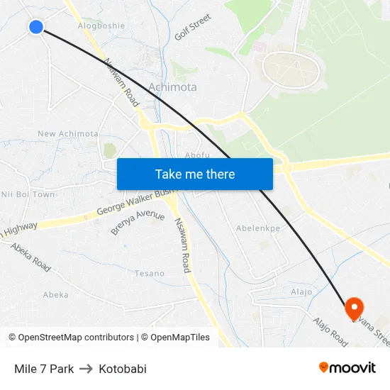 Mile 7 Park to Kotobabi map
