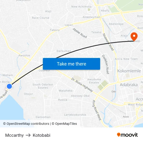 Mccarthy to Kotobabi map