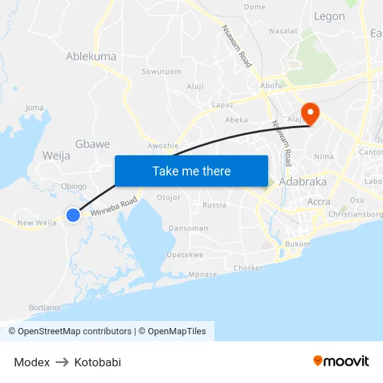 Modex to Kotobabi map
