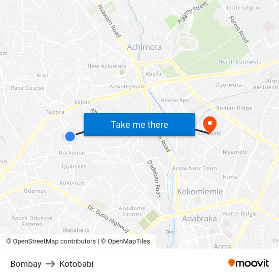 Bombay to Kotobabi map