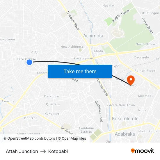Attah Junction to Kotobabi map