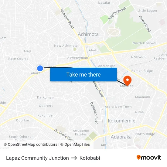 Lapaz Community Junction to Kotobabi map