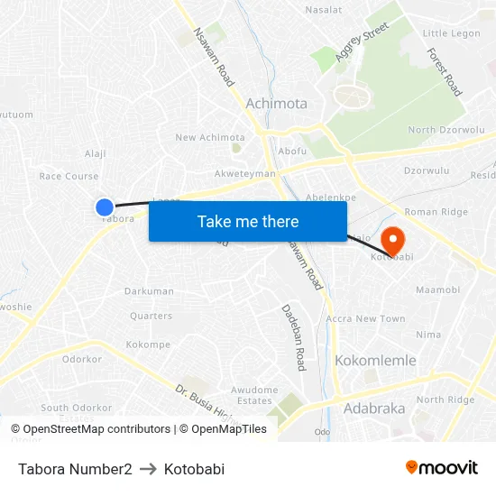 Tabora Number2 to Kotobabi map