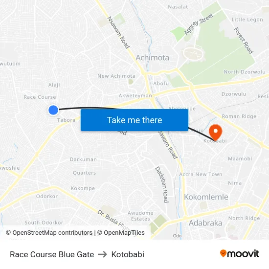 Race Course Blue Gate to Kotobabi map
