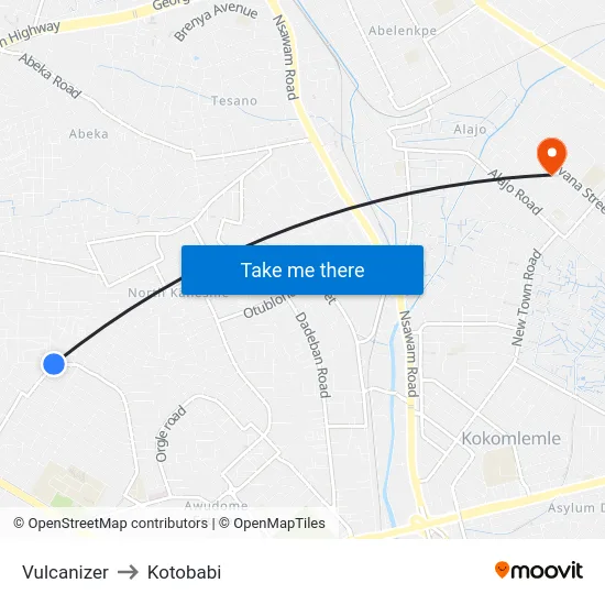 Vulcanizer to Kotobabi map