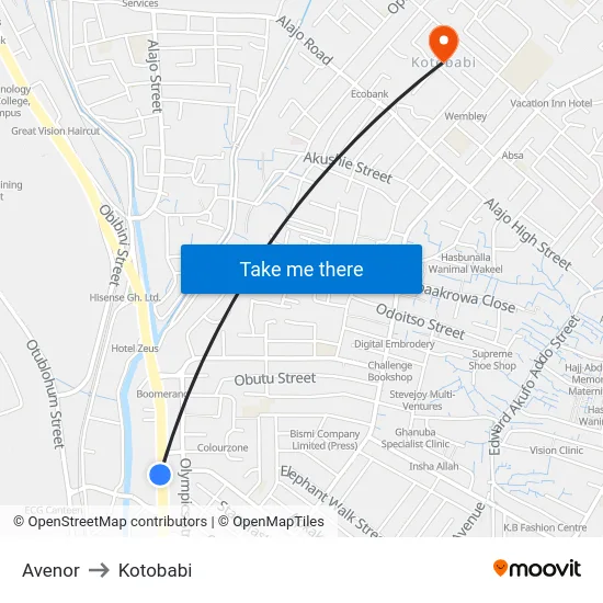 Avenor to Kotobabi map