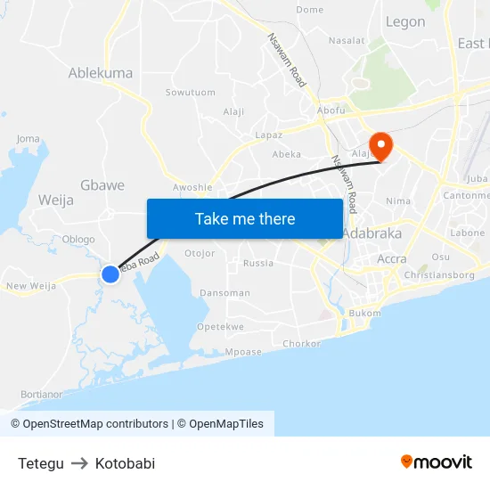 Tetegu to Kotobabi map
