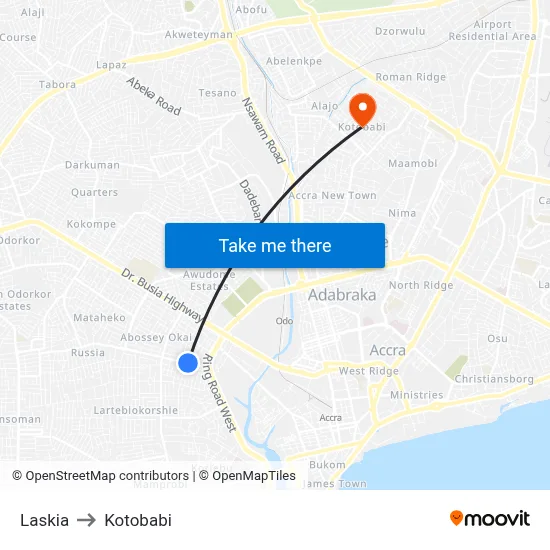 Laskia to Kotobabi map