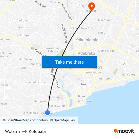 Wolarm to Kotobabi map