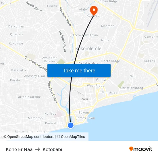 Korle Er Naa to Kotobabi map