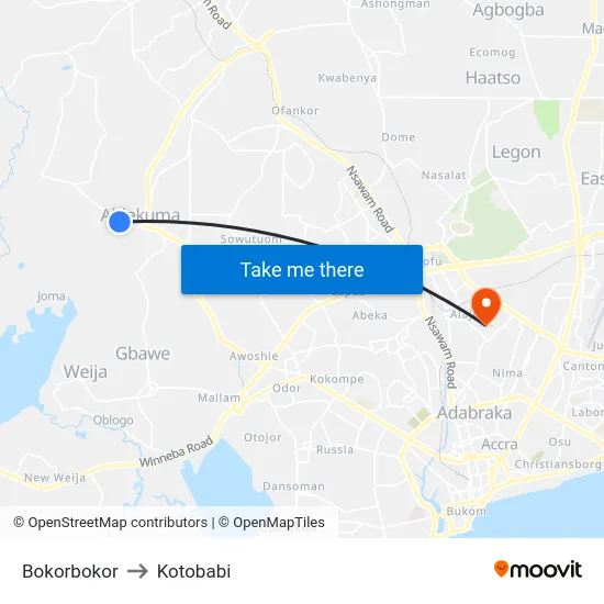 Bokorbokor to Kotobabi map