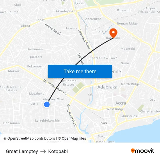 Great Lamptey to Kotobabi map