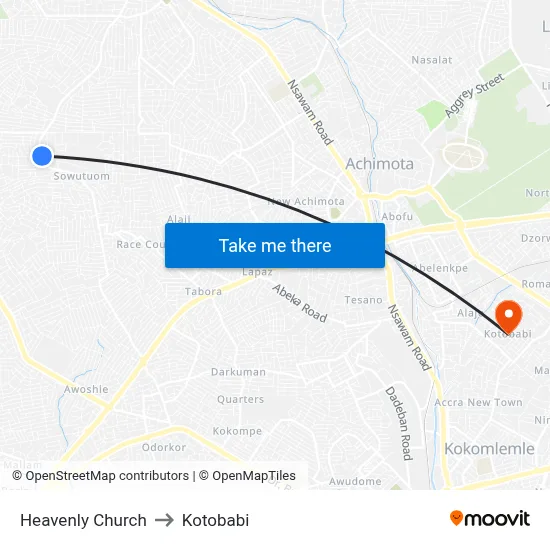 Heavenly Church to Kotobabi map
