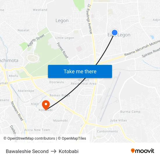 Bawaleshie Second to Kotobabi map
