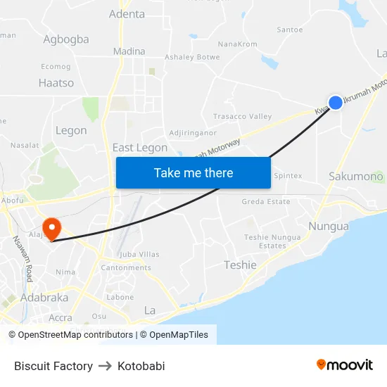 Biscuit Factory to Kotobabi map