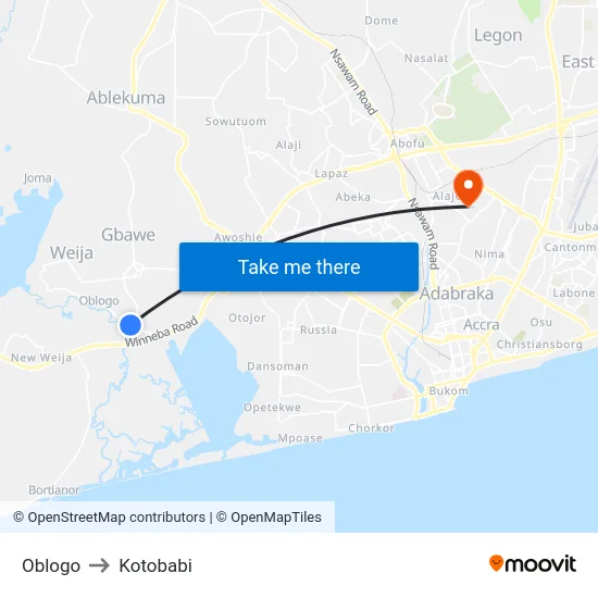 Oblogo to Kotobabi map
