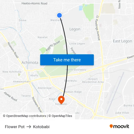 Flower Pot to Kotobabi map