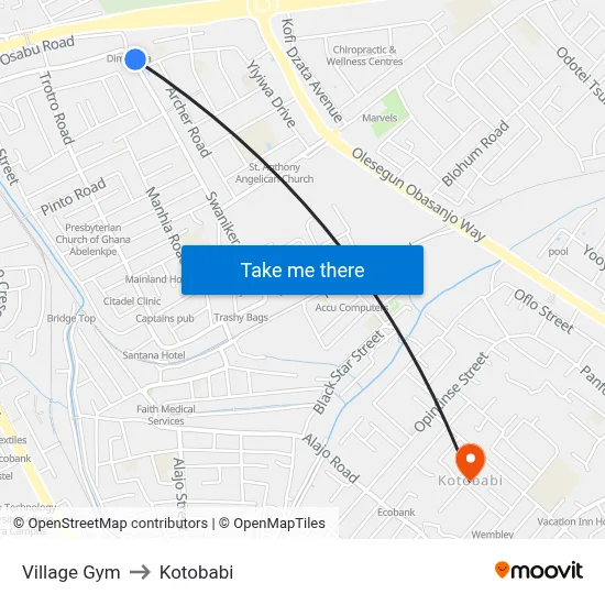 Village Gym to Kotobabi map