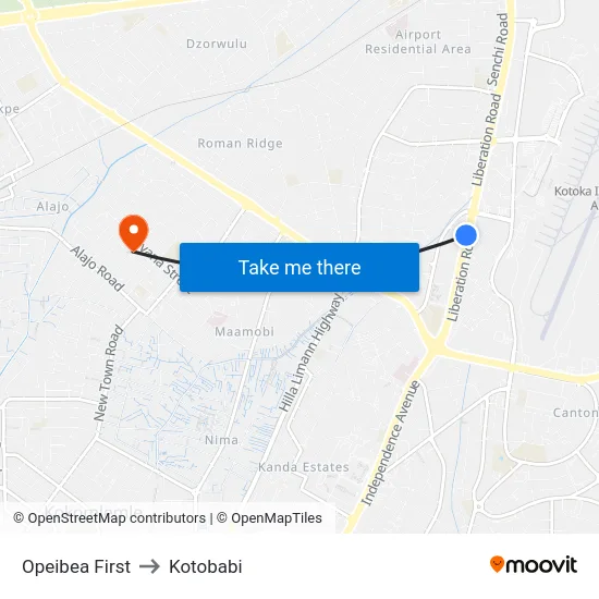 Opeibea First to Kotobabi map