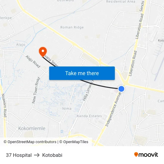 37 Hospital to Kotobabi map
