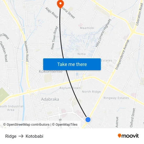 Ridge to Kotobabi map