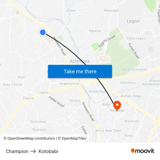 Champion to Kotobabi map